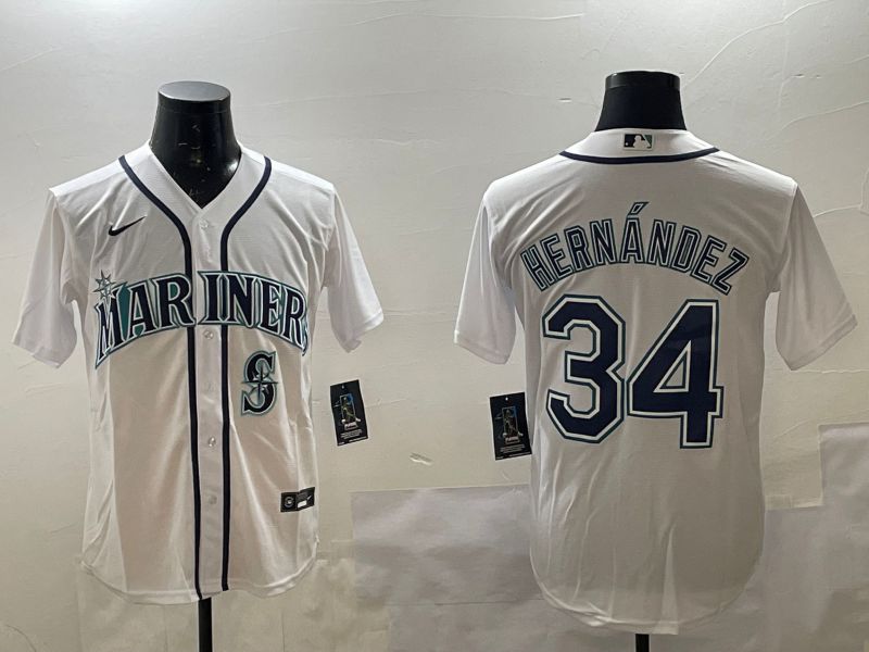 Men Seattle Mariners #34 Hernandez White Game 2025 Nike MLB Jersey style 2->seattle mariners->MLB Jersey